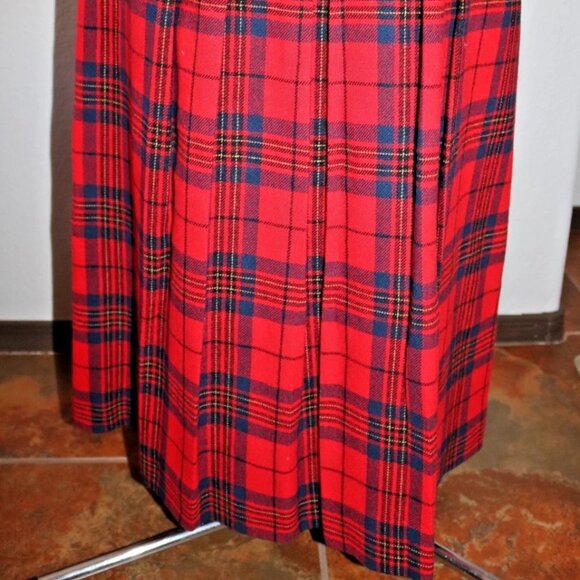 Pendleton Red Leslie Tartan Plaid 100% Wool Skirt pleated skirt Sz 8 - Picture 2 of 14